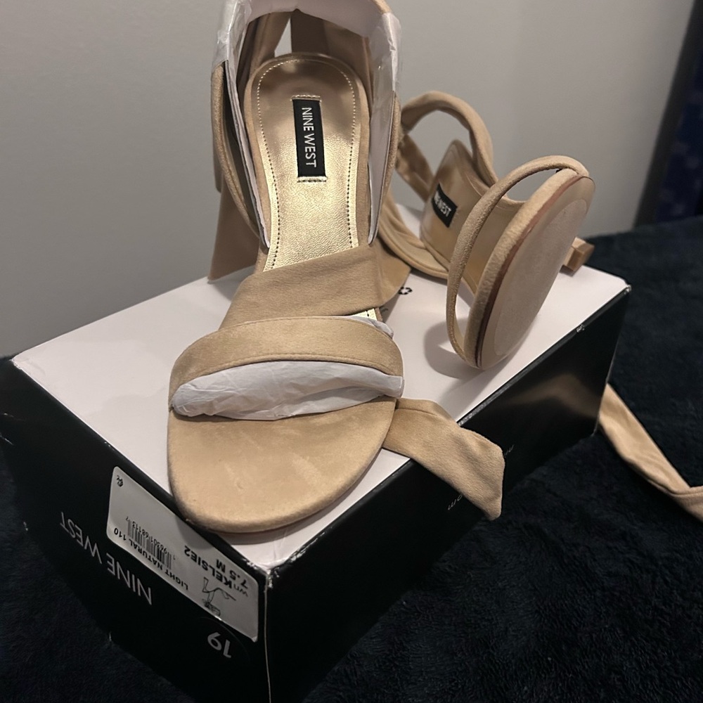Nine West Beige Wrap Heels